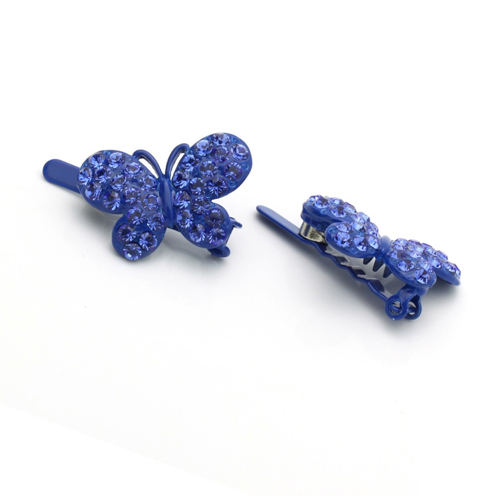 Hand Made Hair Jewelry Butterfly Magnet Barrette, Navy Rhinestone, 1 pc only
