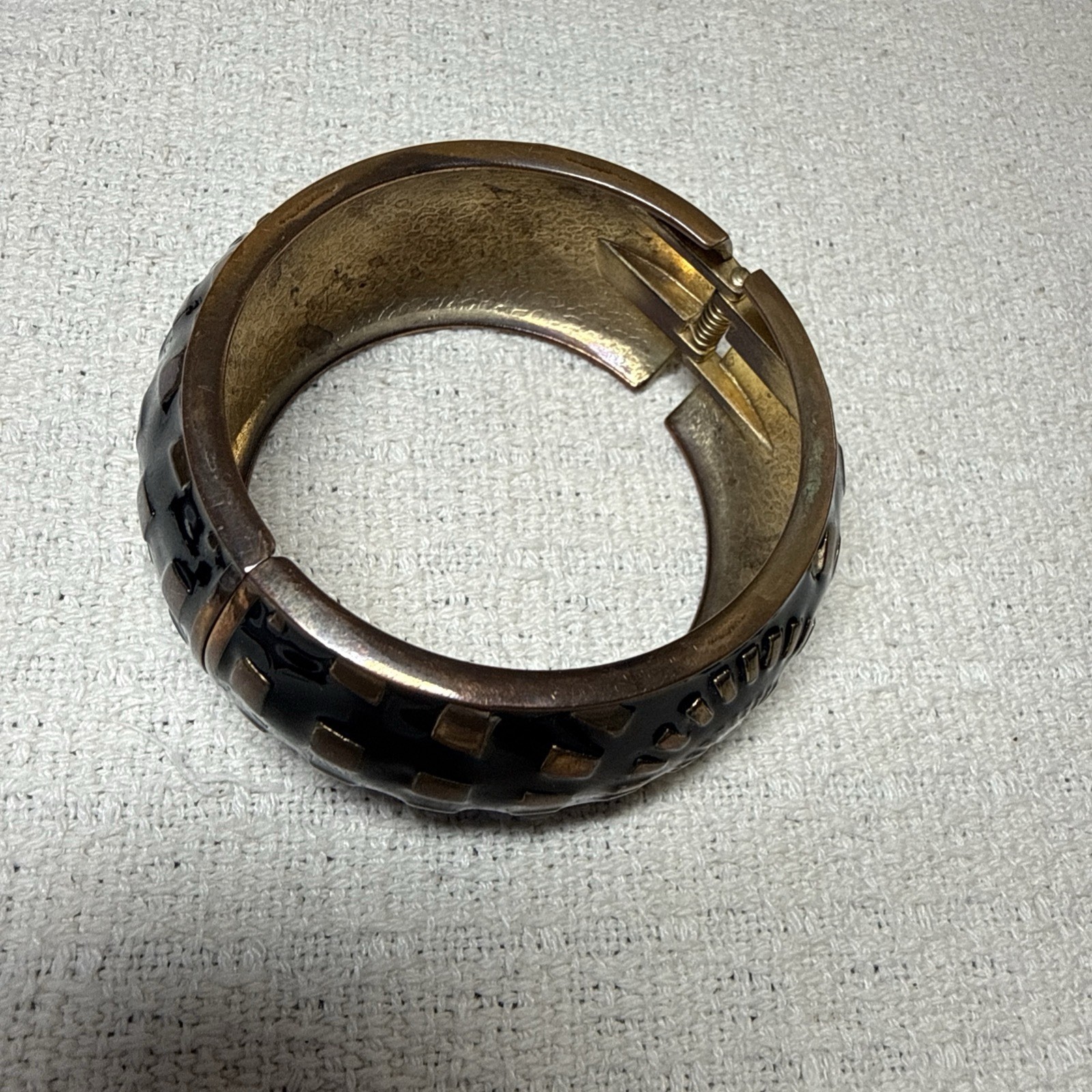 VTG Bracelet Signed Boucher Enamel Geometric Hinge