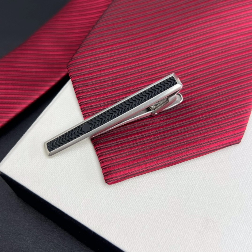 Montblanc Essential Sartorial Stainless Steel Tie Clip Silver Black w/ Box