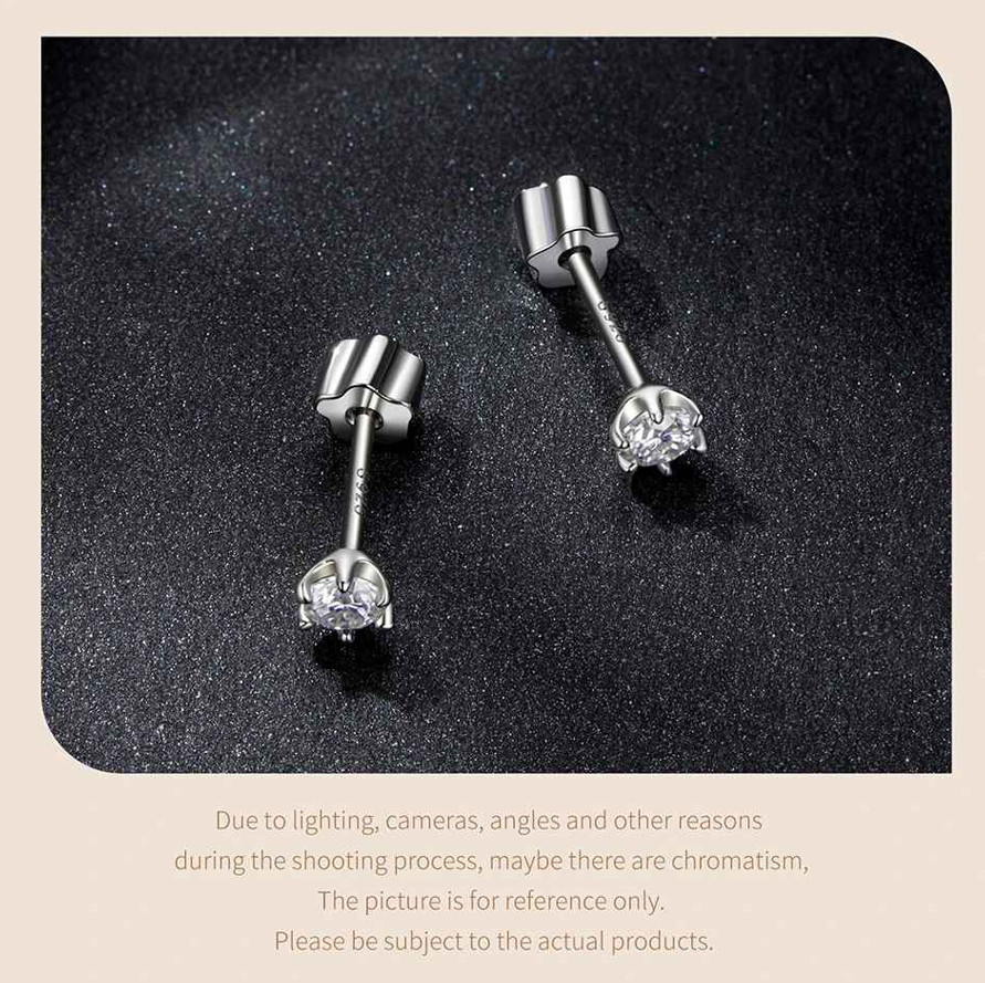 18k White Gold Plated 1CT Moissanite Screw Back Stud Earrings for Women With GRA