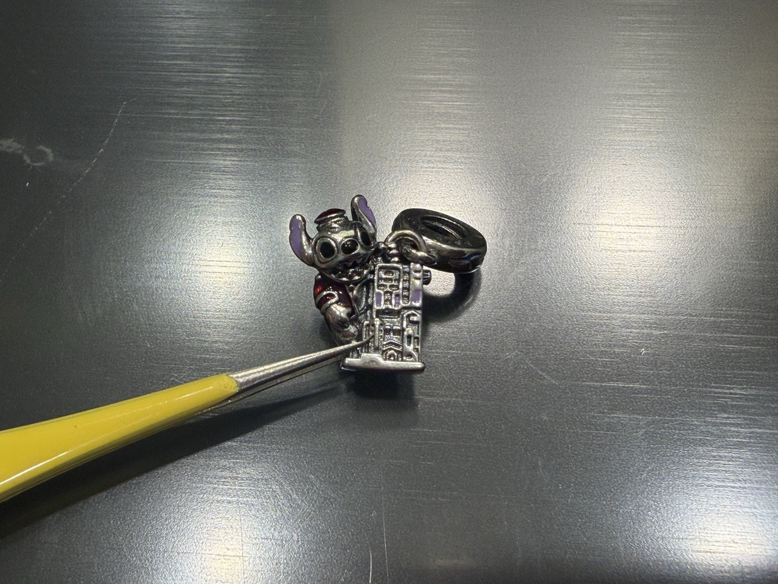 Genuine Pandora Silver Disney Paris Stitch Hollywood Tower Hotel Dangle CZ Charm