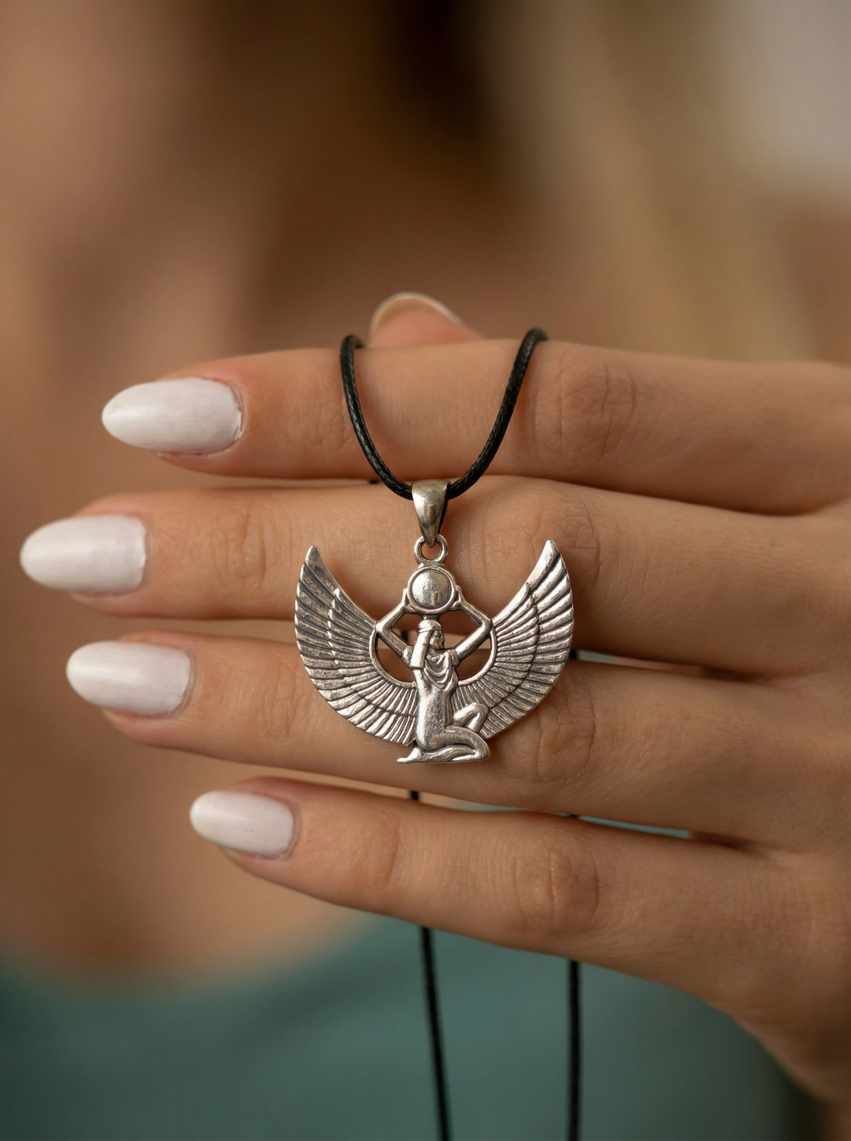 Isis necklace pendant – Egyptian goddess – Silver 900 – Egypt Amulet jewelry