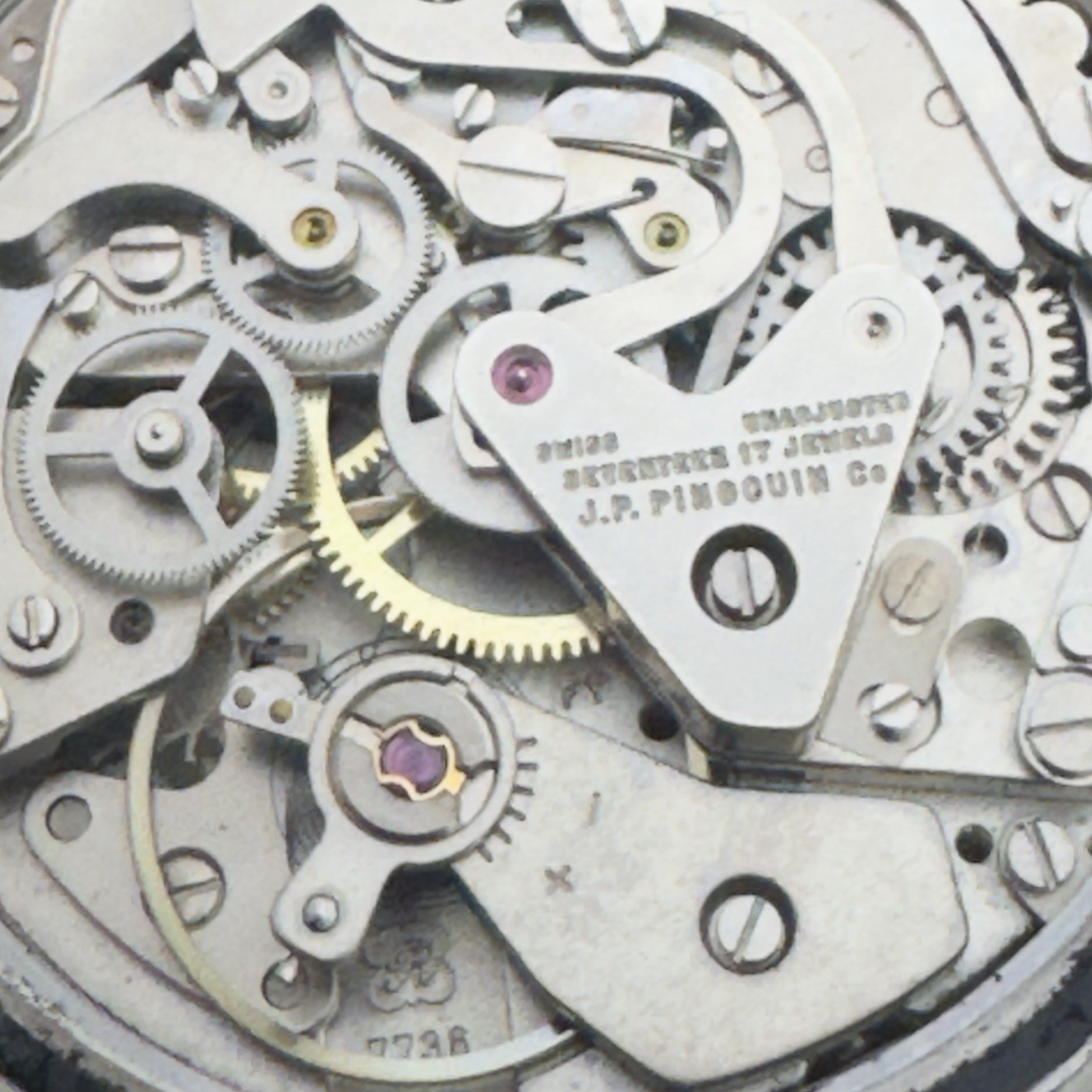 Vintage Chronograph Valjoux 3Reg LeJour 70s Watch 39mm JP Pingouin C O Swiss