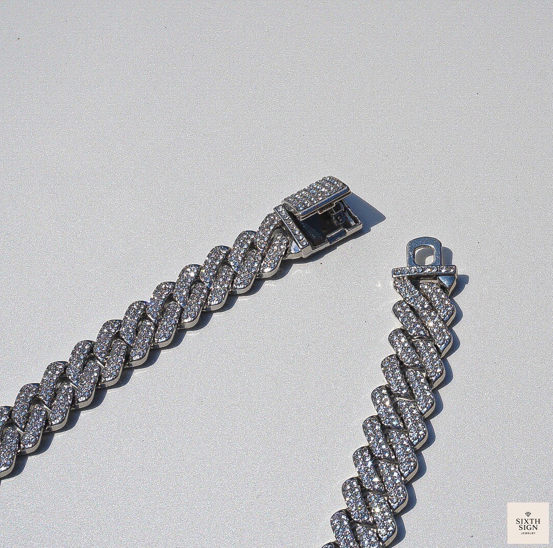 15MM VVS1 Moissanite Cuban Link Chain Iced Out GRA Certified Necklace 20” 22”