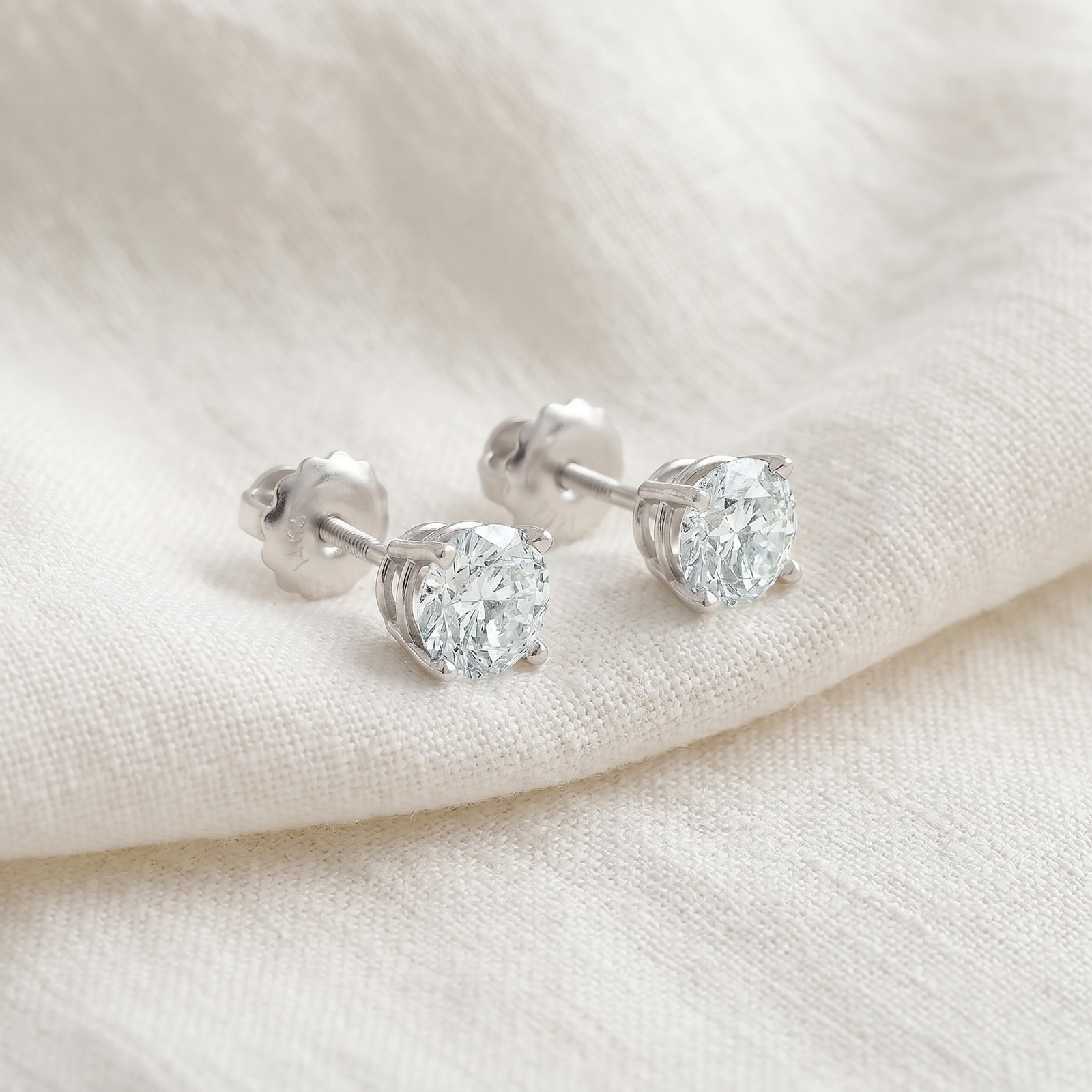 1/2 – 2Ct Diamond Screw Back Studs 14k Gold Earrings Lab Grown (GH/VS2-SI1)