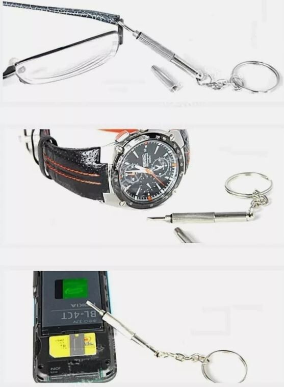 NEW 2 Pcs 3 in 1 Mini Tool Key Chain Eyeglasses Watch Phone Repair Screwdriver