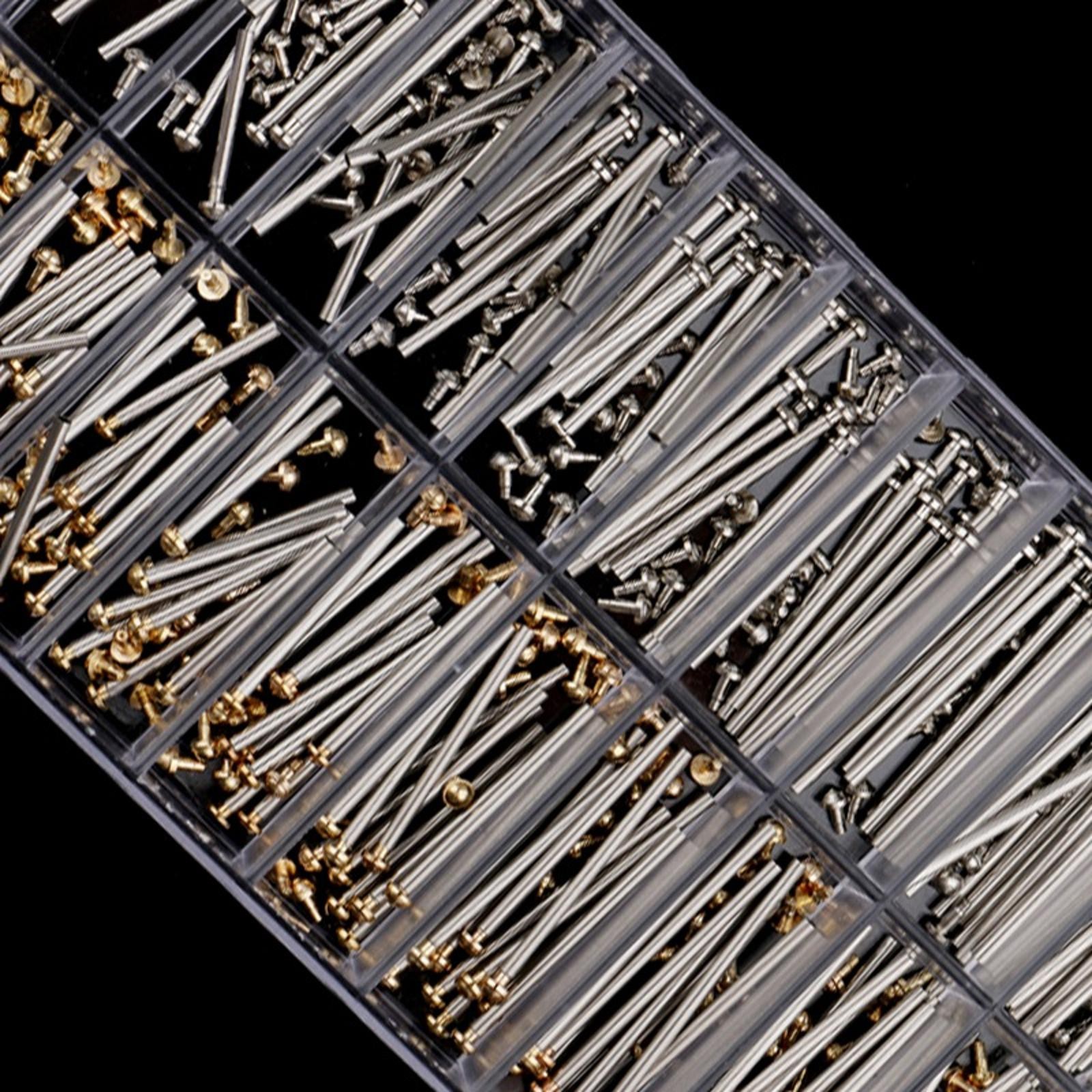 200Pcs 10mm-20mm Assorted Watch Band Tube Pins Bracelet Rivet Box