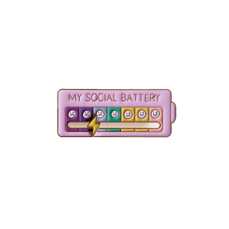 My Social Battery Pin Mood Expression Badge Funny Alloy Brooch For Clothes Gift