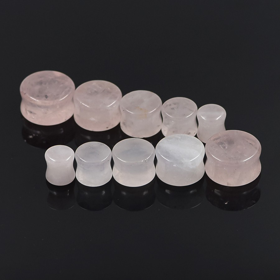 Natural Stone Ear Plugs Ear Gauges Double Flares Flesh Tunnels Saddle Plug-PAIR