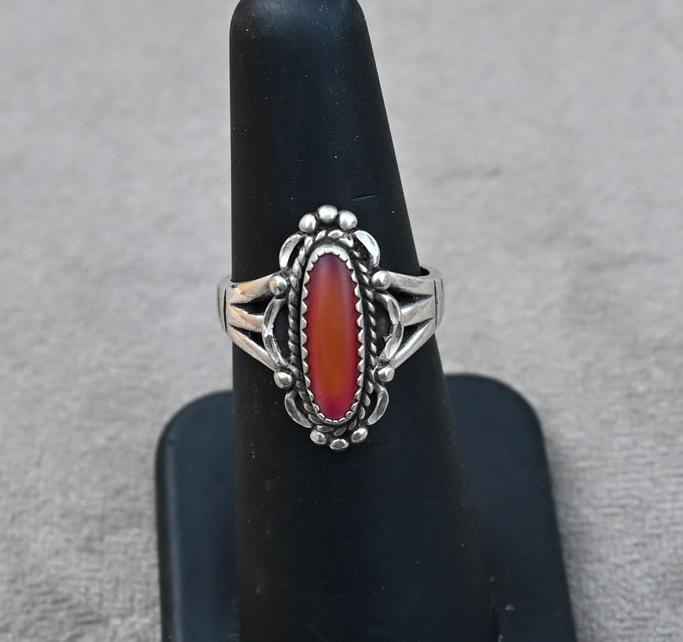 VTG Wheeler Manufacturing Sterling Silver Southwest Style Pink Agate Ring Sz 5.5