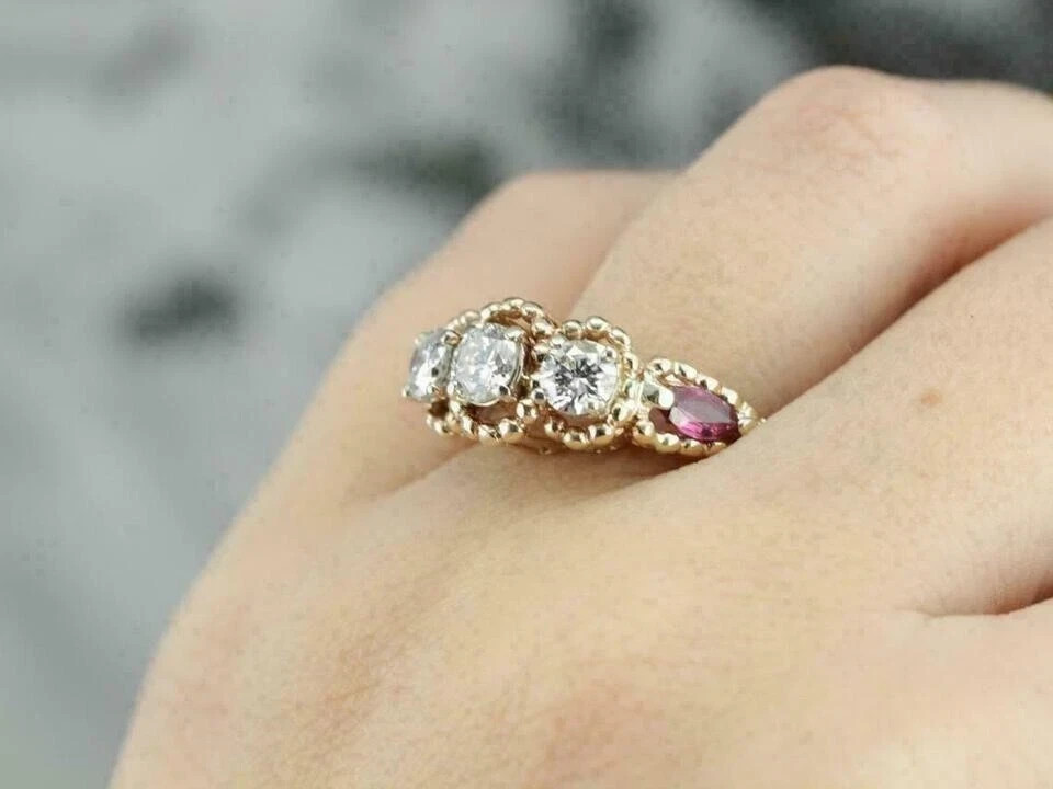 2Ct Round Cut Lab-Created Diamond Fancy Engagement Ring 14K Yellow Gold Finish
