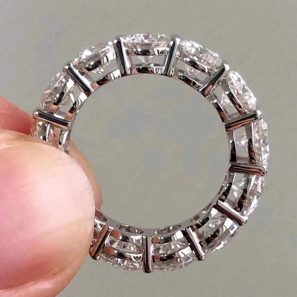5.00 Ct Round Cut Natural Diamond Solid 14K White Gold Luxury Eternity Band Ring
