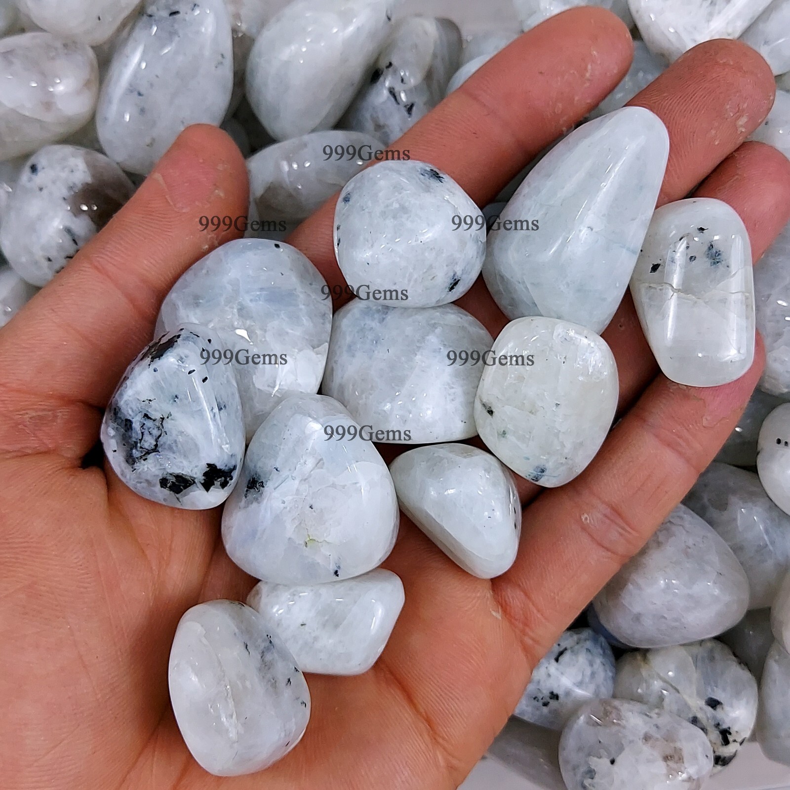 10 Pcs Natural Rainbow Moonstone Tumbled Random Selection Gemstone Lot 30-60mm