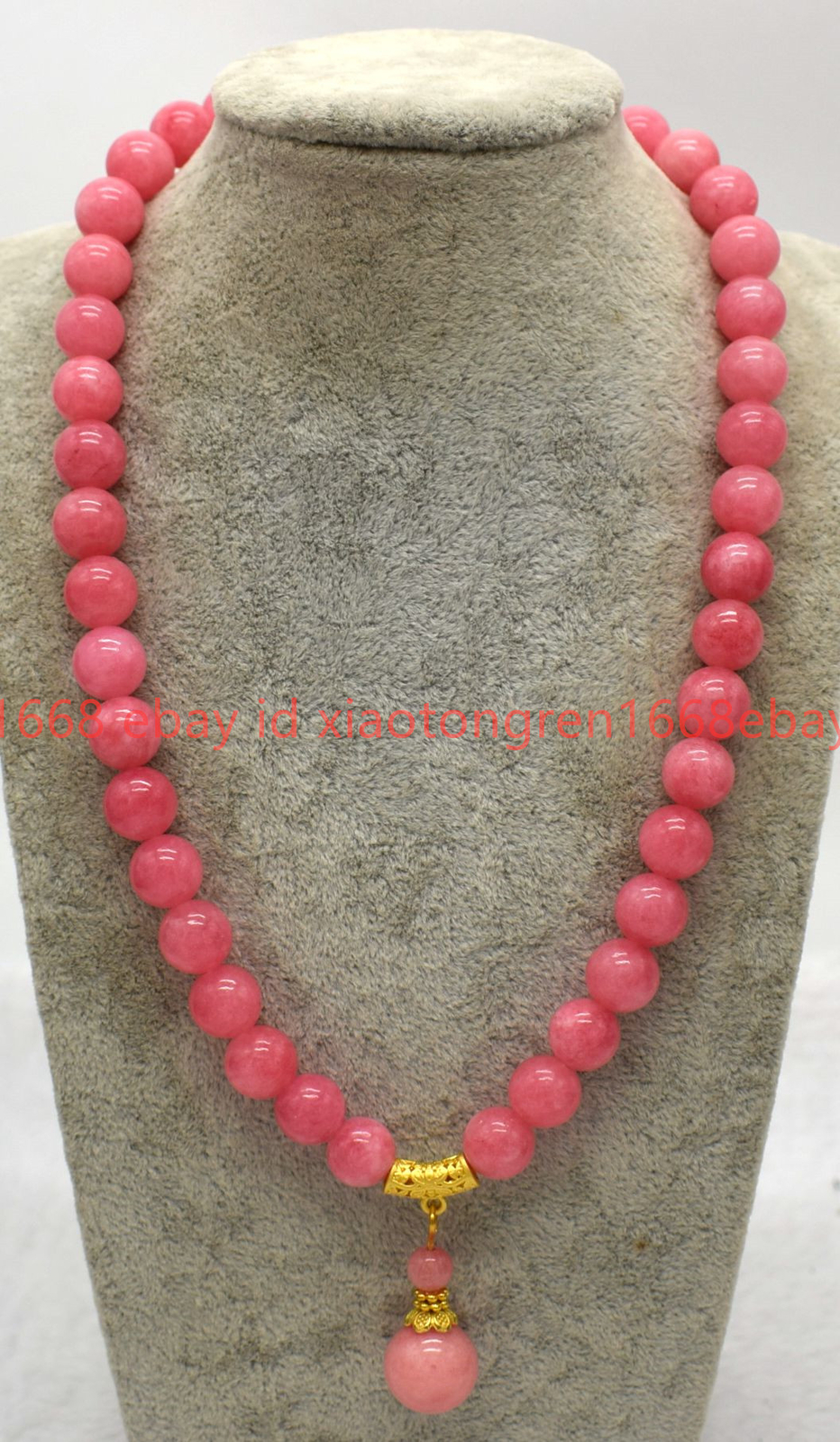 Natural 8/10/12mm Pink Rhodochrosite Gems Round Beads Pendant Necklace 16-24in