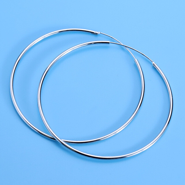 925 SOLID STERLING SILVER PLAIN 1MM THICK ROUND ENDLESS HOOP 10-50MM LIP EAR D36