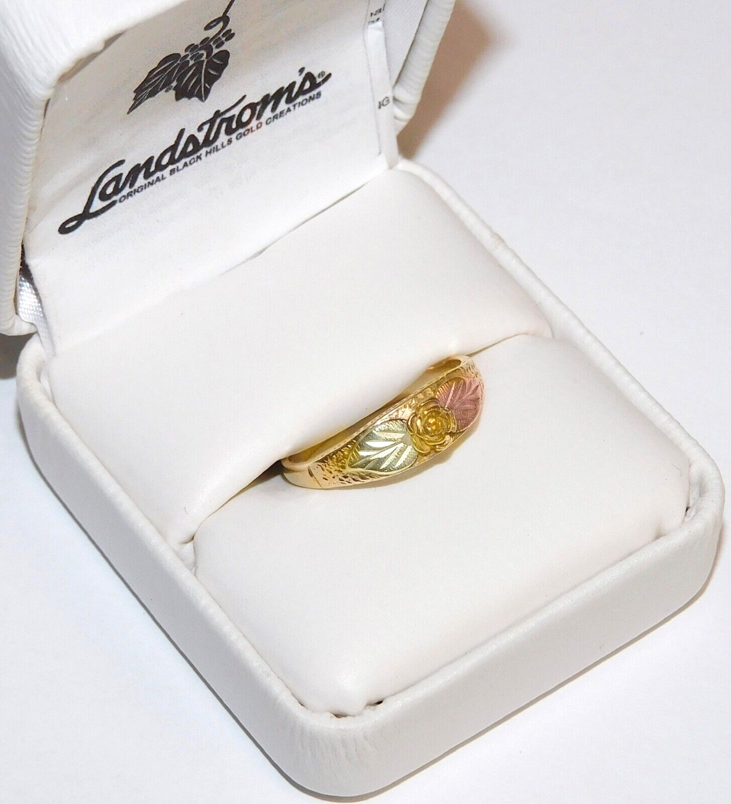 Black Hills Gold 10k Landstrom’s Yellow Rose Leaves Ring Size 8
