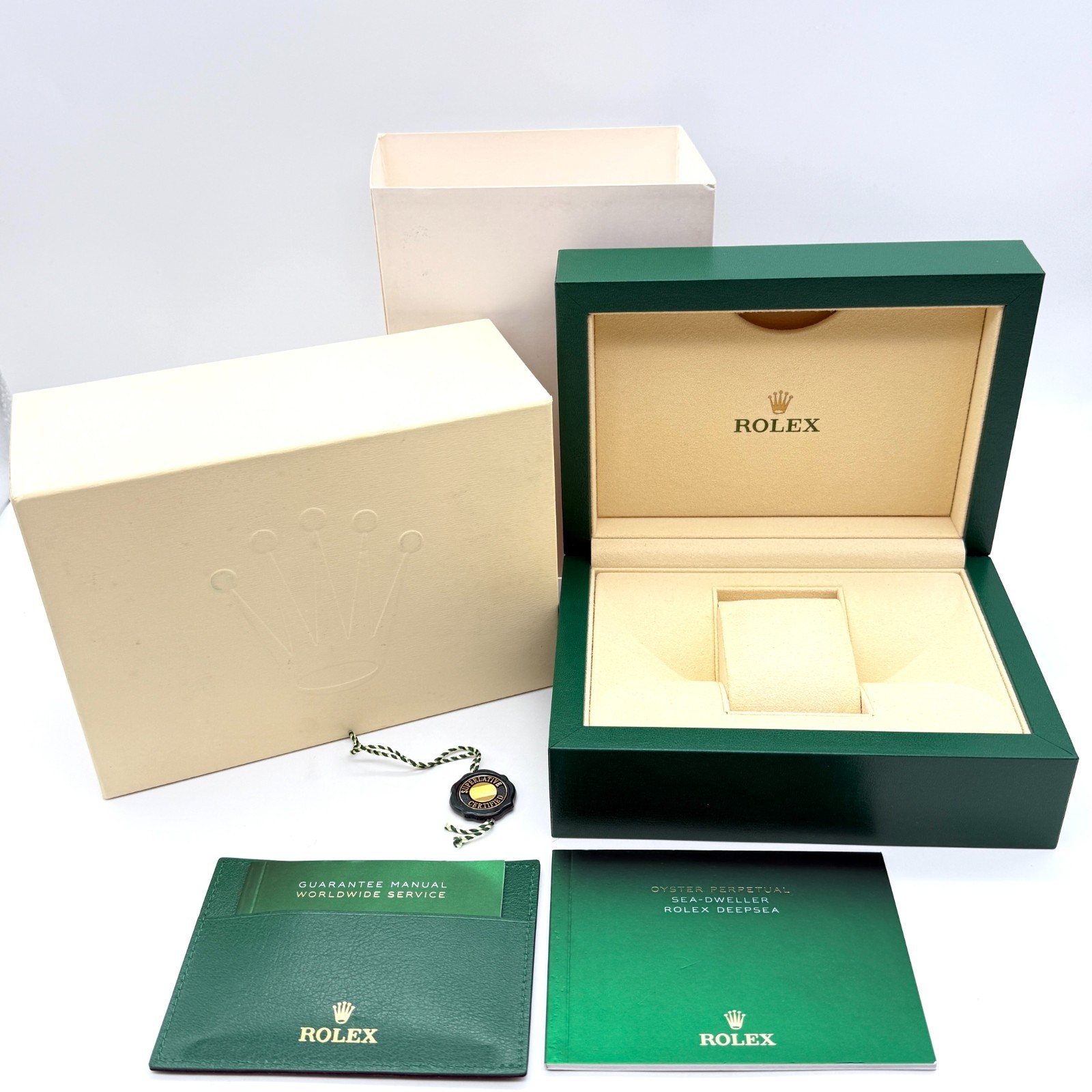 Rolex Watch Box 39139.04 Sea Dweller Booklet Card holder Tag Manuel Genuine