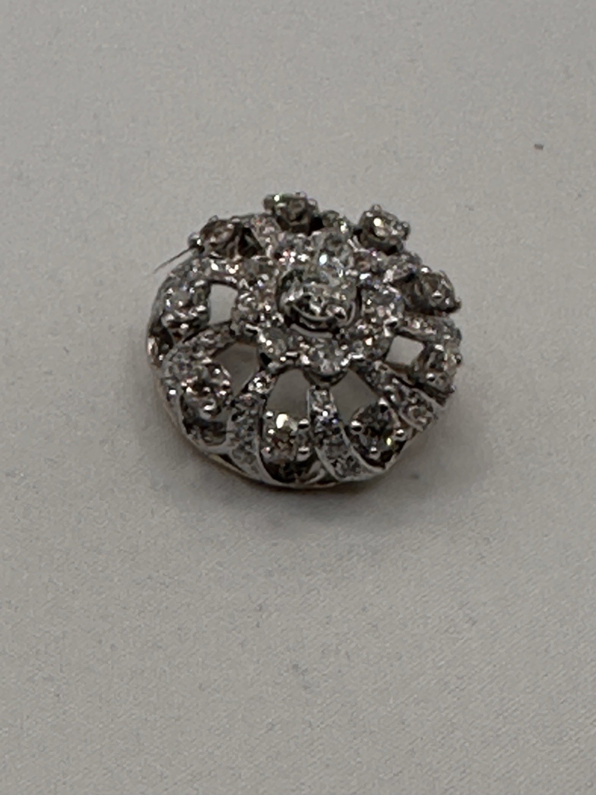 Antique 14K Two Gold Diamond Cluster (2.4c) Brooch Pin Art Deco Style Wght: 9.6g