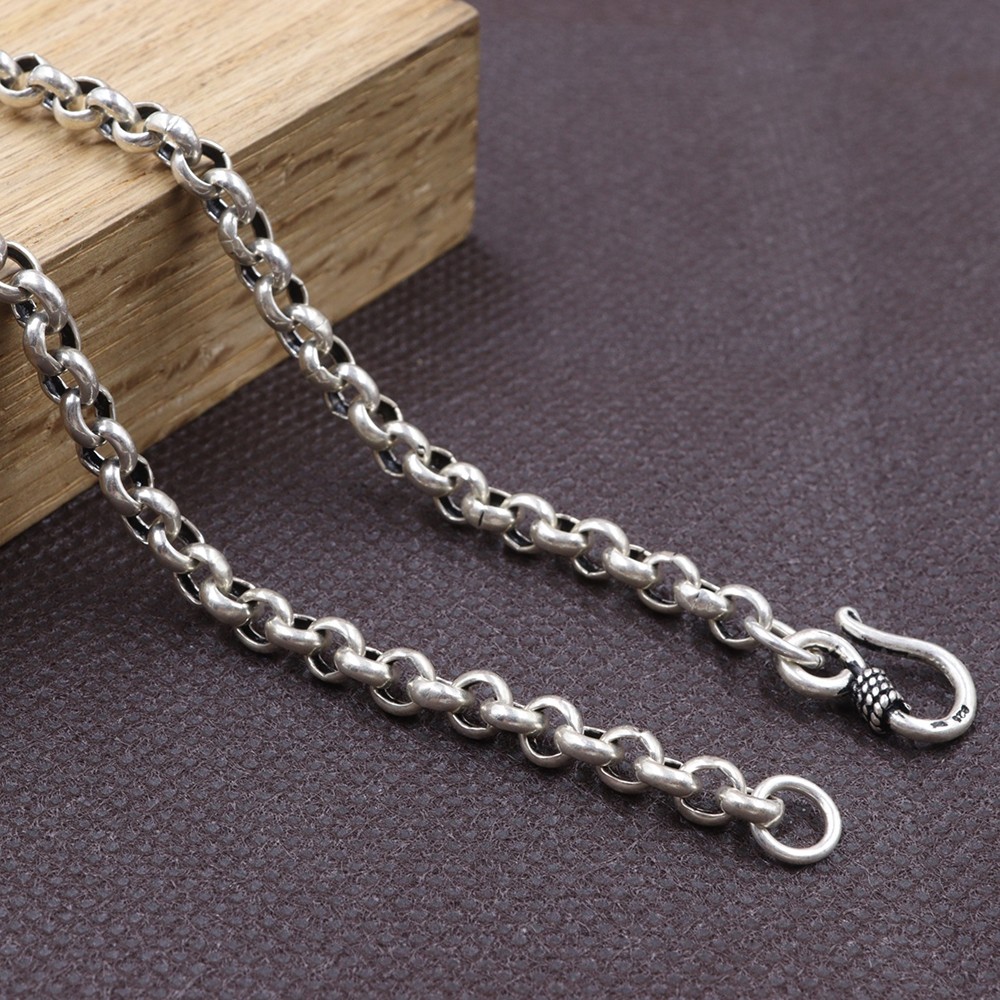Pure 925 Sterling Silver Rolo Link Necklace 5mm Round Cable Chain 26-27g 25.6in
