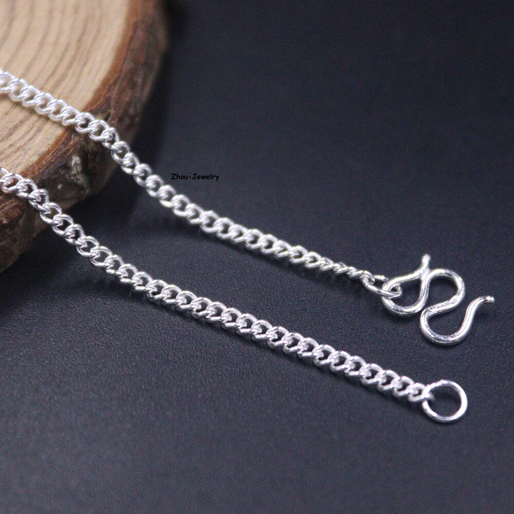 Pure S999 Fine Silver 999 Chain 2mm Lucky Curb Link Necklace 5-6g 17.9inch