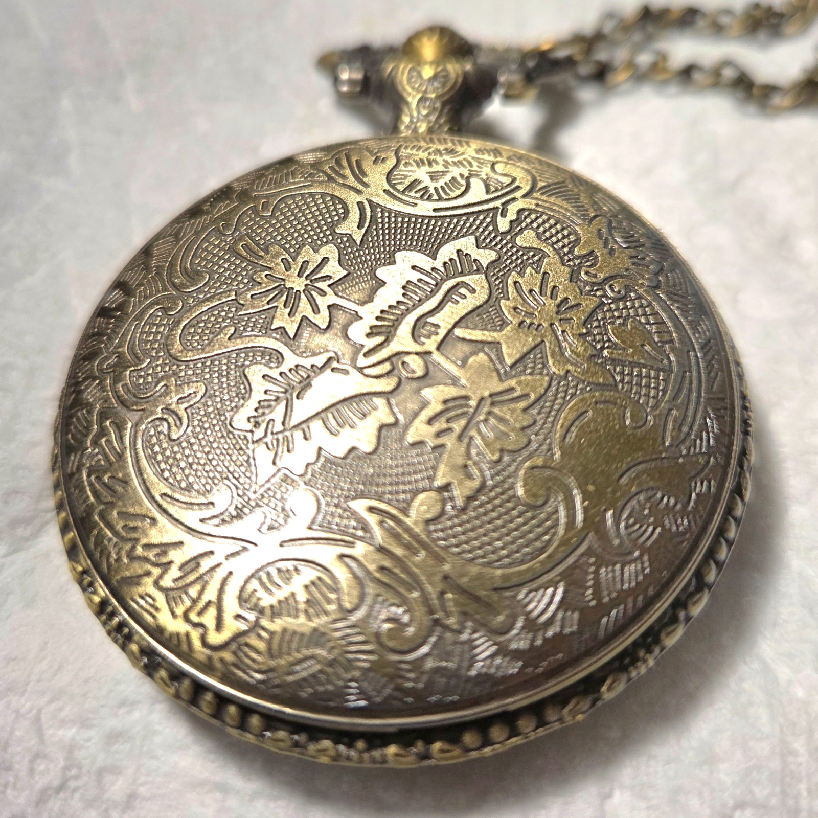 MASONS POCKET WATCH BRONZE QUARTZ ANALOG 80cm CHAIN 4.5cm/1.77inches