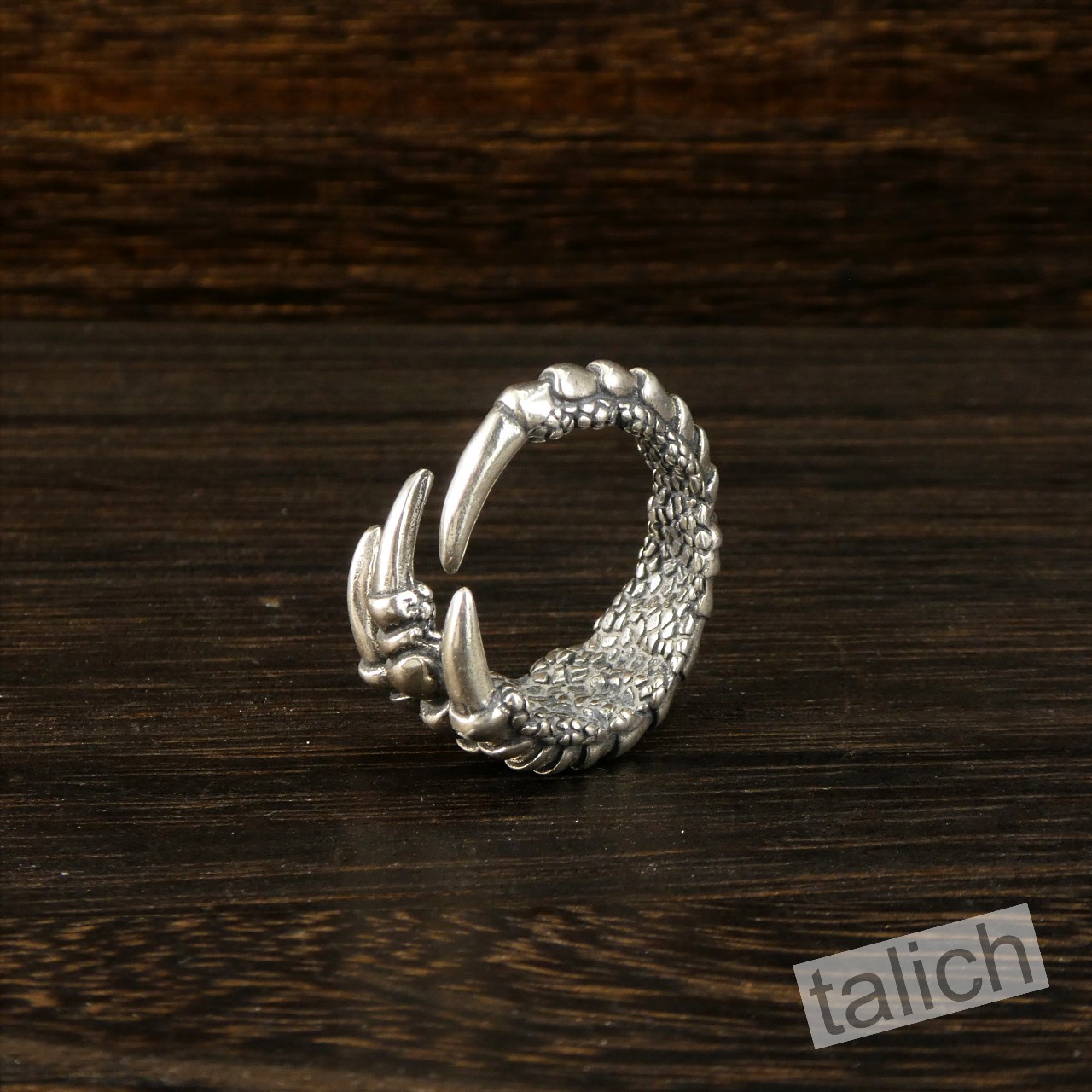 Heavy Solid 925 Sterling Silver Eagle Dragon Claw Large Wrap Ring Adjustable