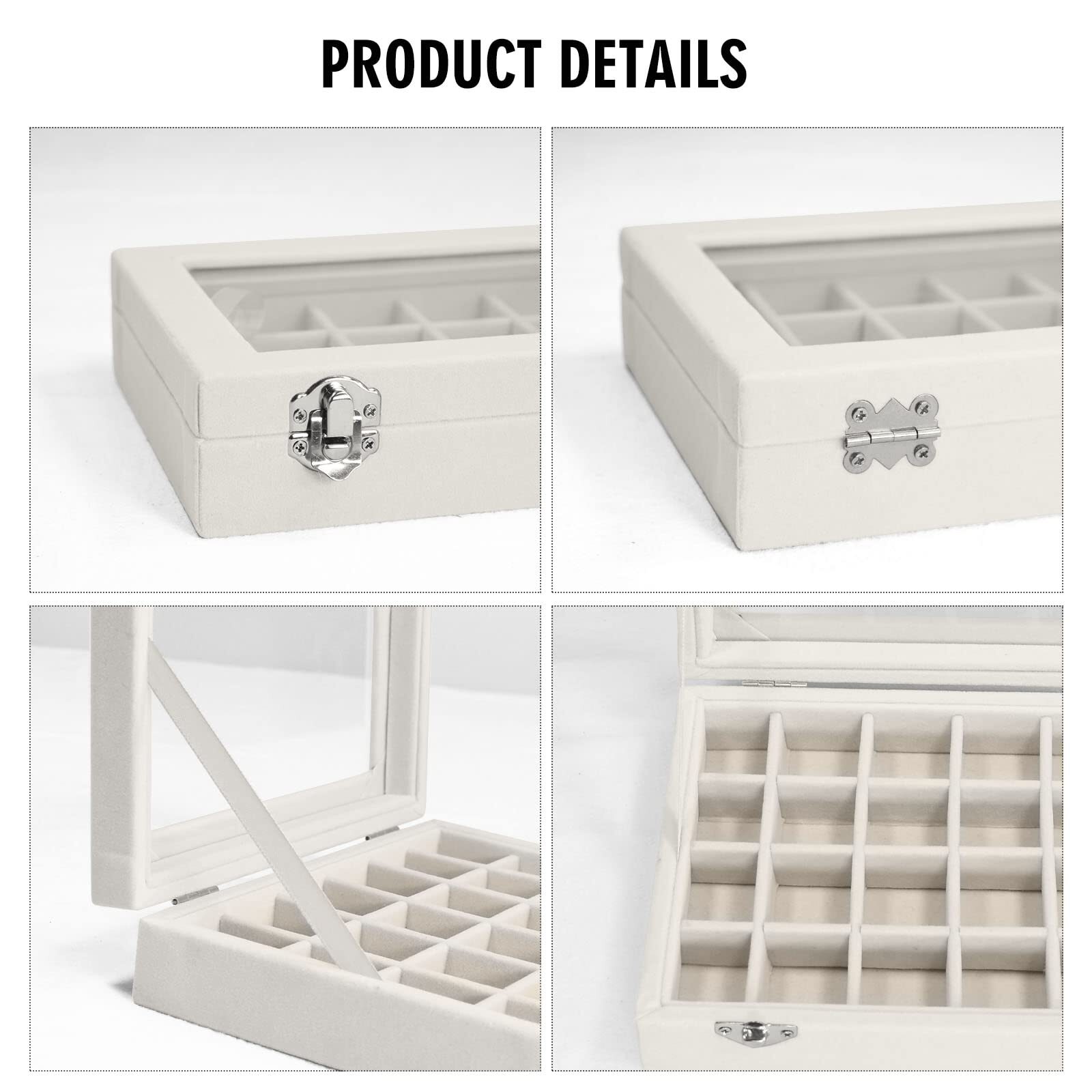 24 Grid Jewelry Tray Organizer Transparent Lid for Earrings Rings Pendants