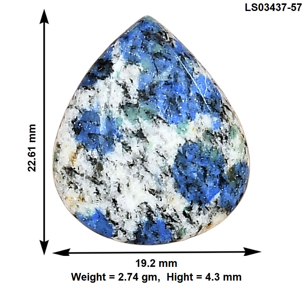 Natural K2 Blue – Azurite In Quartz 22.61×19.2×4.3 mm Pear Gemstone LS03437-57