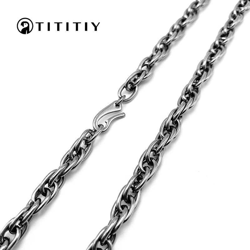 21.6/23.6/25.6 Inch Pure Titanium Twisted Necklace 7mm Anti Allergic Trend Item
