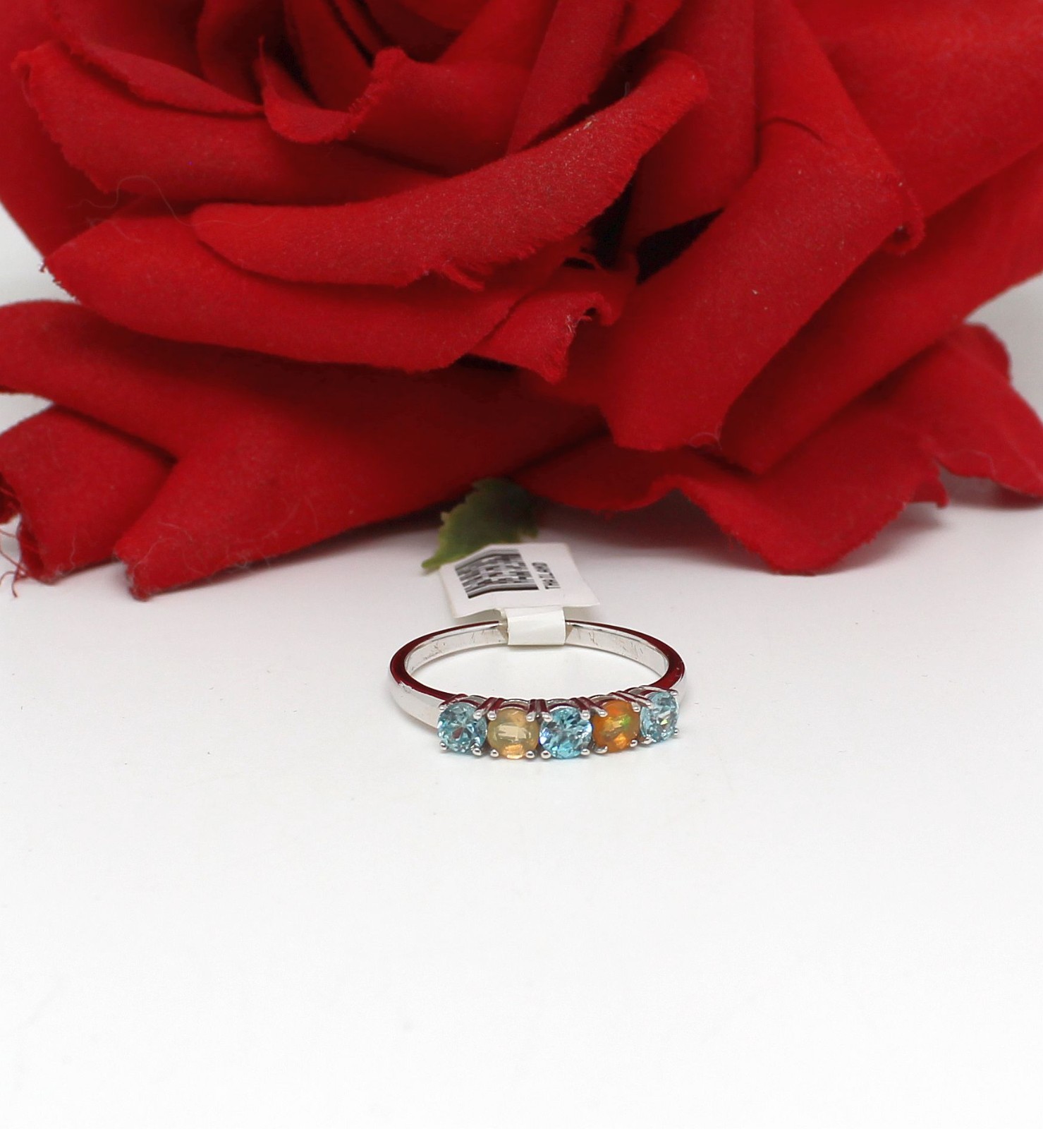 Sterling Silver Blue Topaz & Opal NWT 2.82g Ring Size 12 CAT RESCUE