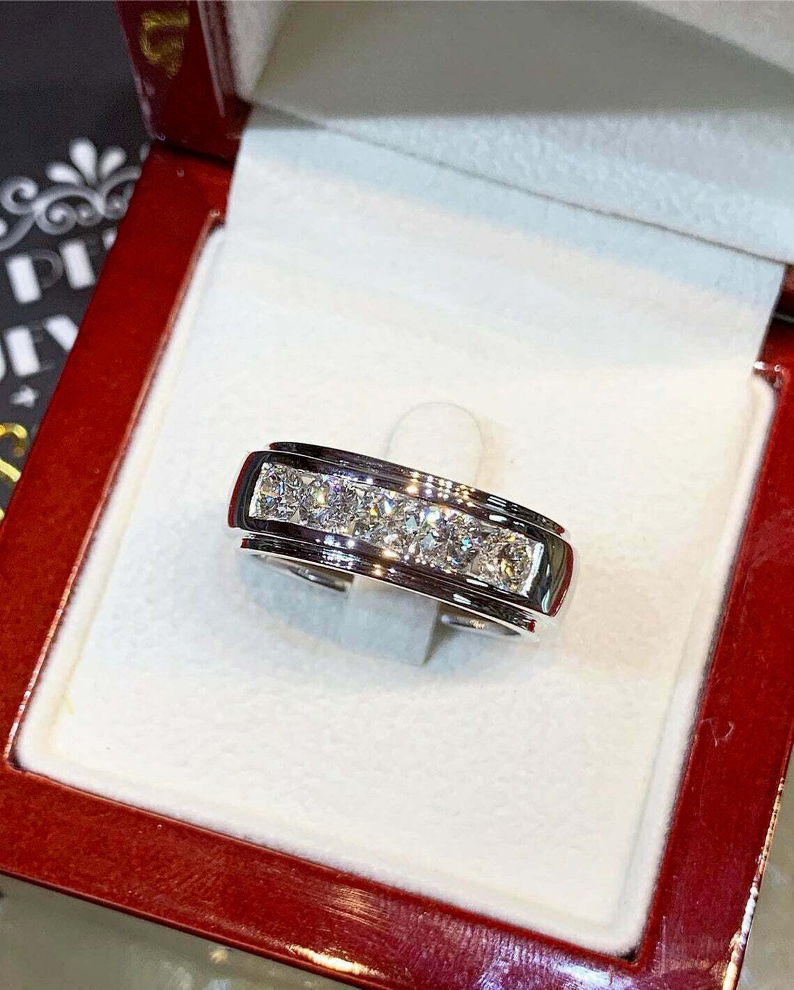 2Ct Round Cut Simulated Diamond Wedding Band Pinky Ring 14k White Gold Finish