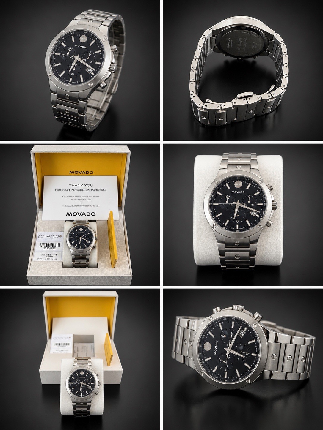 Movado SE Men’s Chronograph Watch 0607931 Blue Dial Stainless Steel 42mm Box