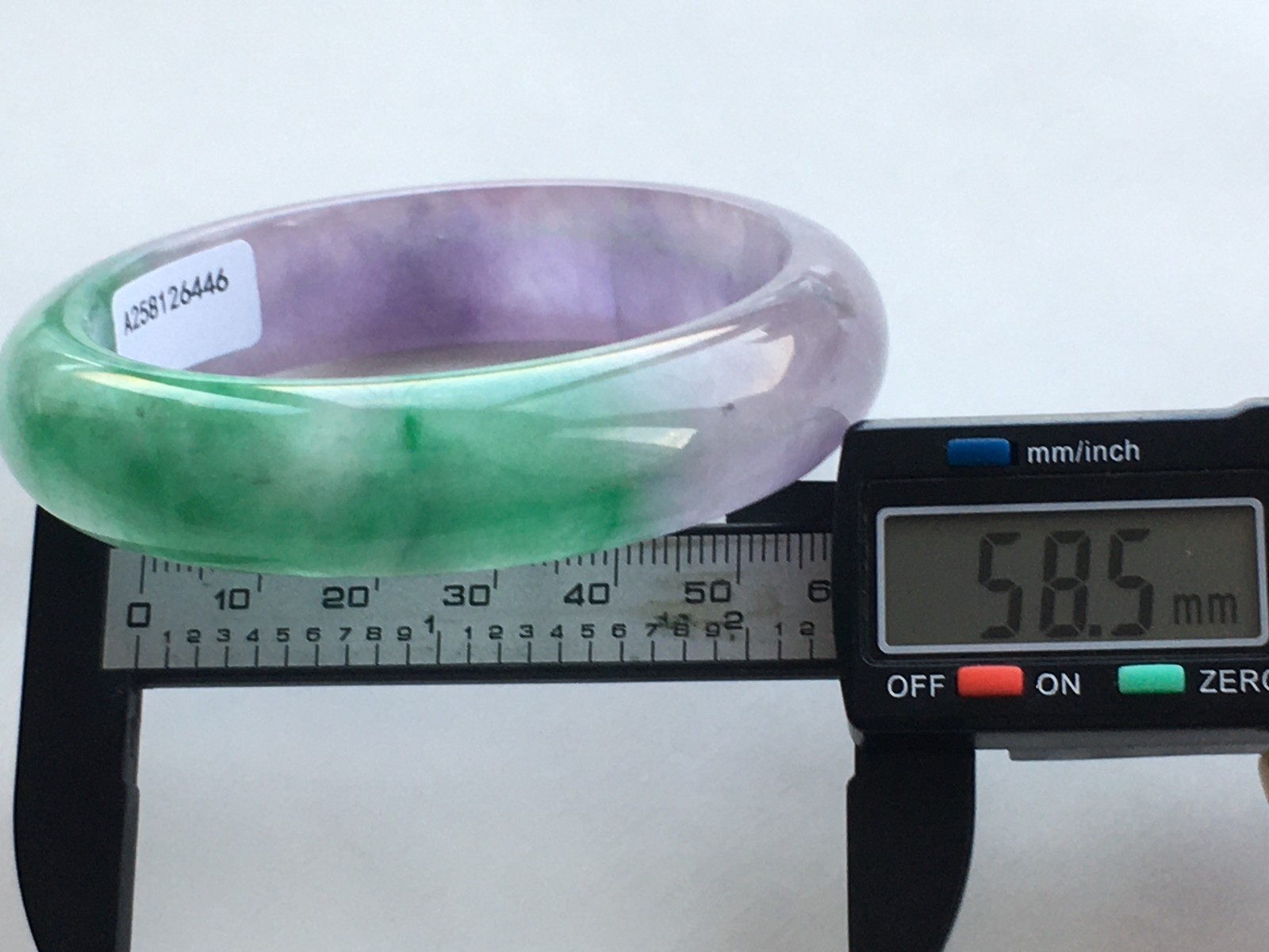 58mm Certified Nature Green/Purple Burmese Jade jadeite bracelets bangle 6446