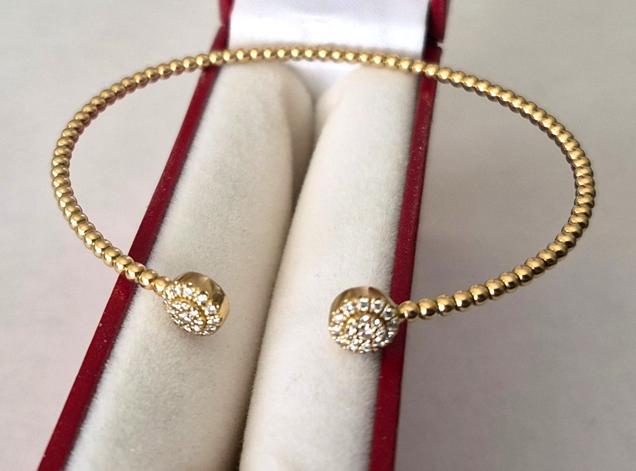 Gabriel & Co. 14K Diamond & Bujukan Bead Cuff Bracelet