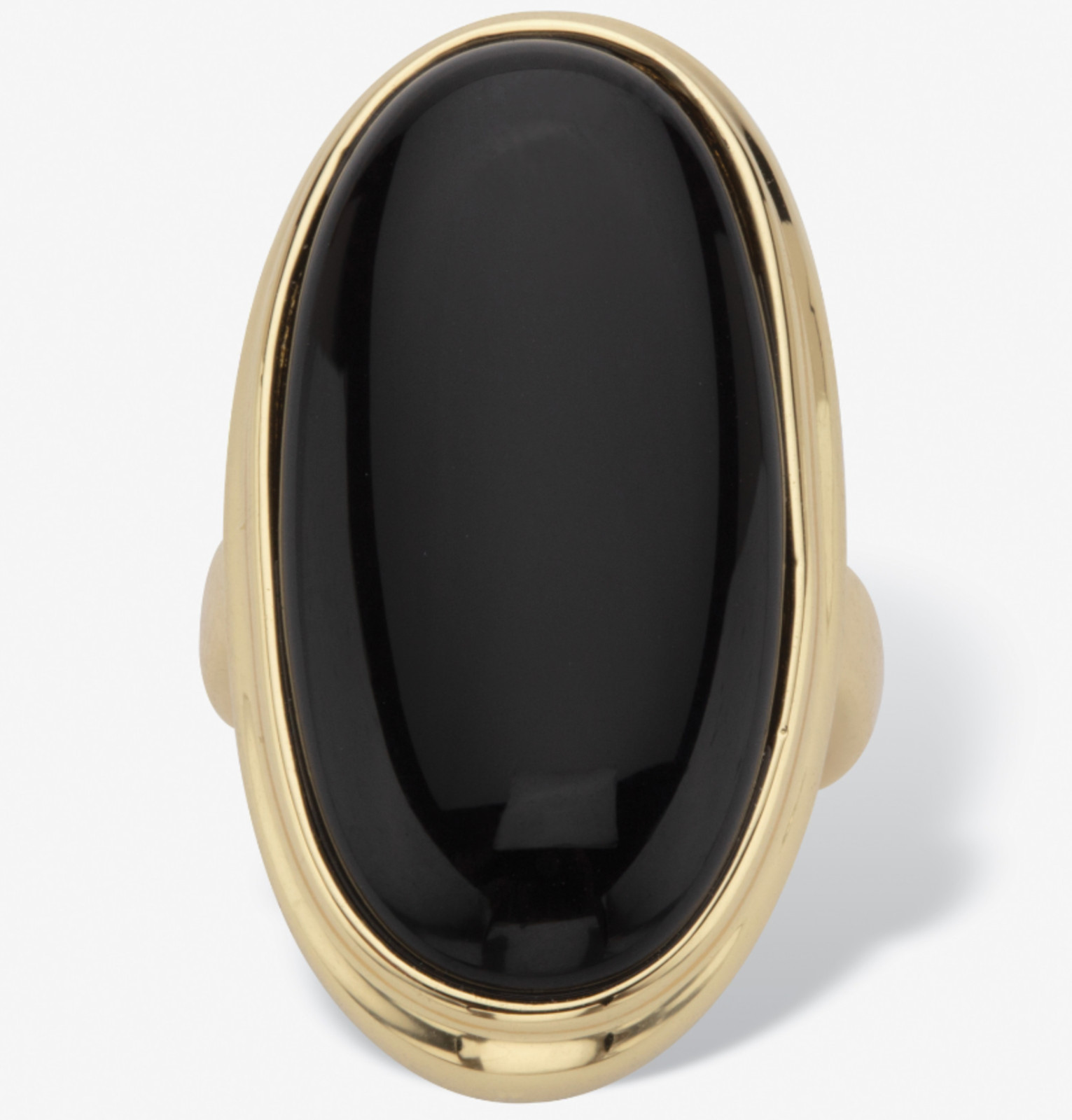 OVAL CUT BLACK ONYX CABOCHON GP RING 14K GOLD 5 6 7 8 9 10 11 12