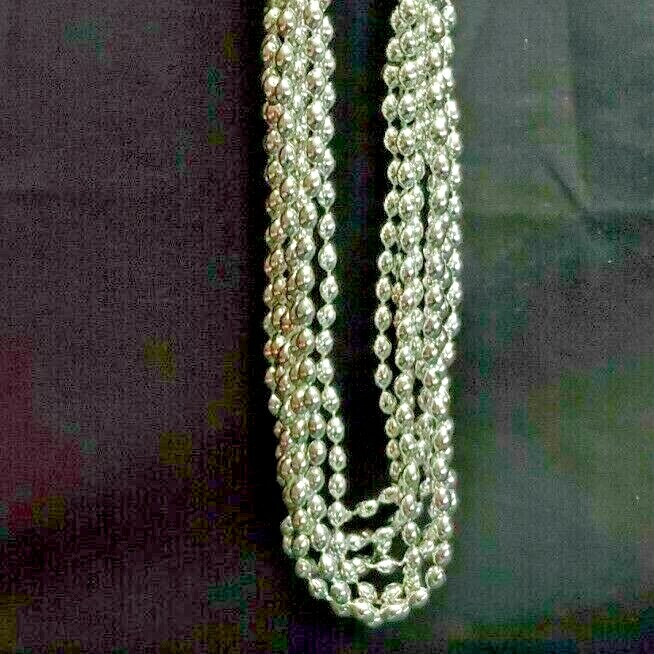 8 Silver Metallic Bead Necklaces 30 in New in Package