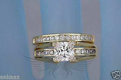 1.3Ct Princess Cut AAA Cubic Zircon CZ Gp Wedding Set 5 6 7 8 9 10 11 Tk0W384