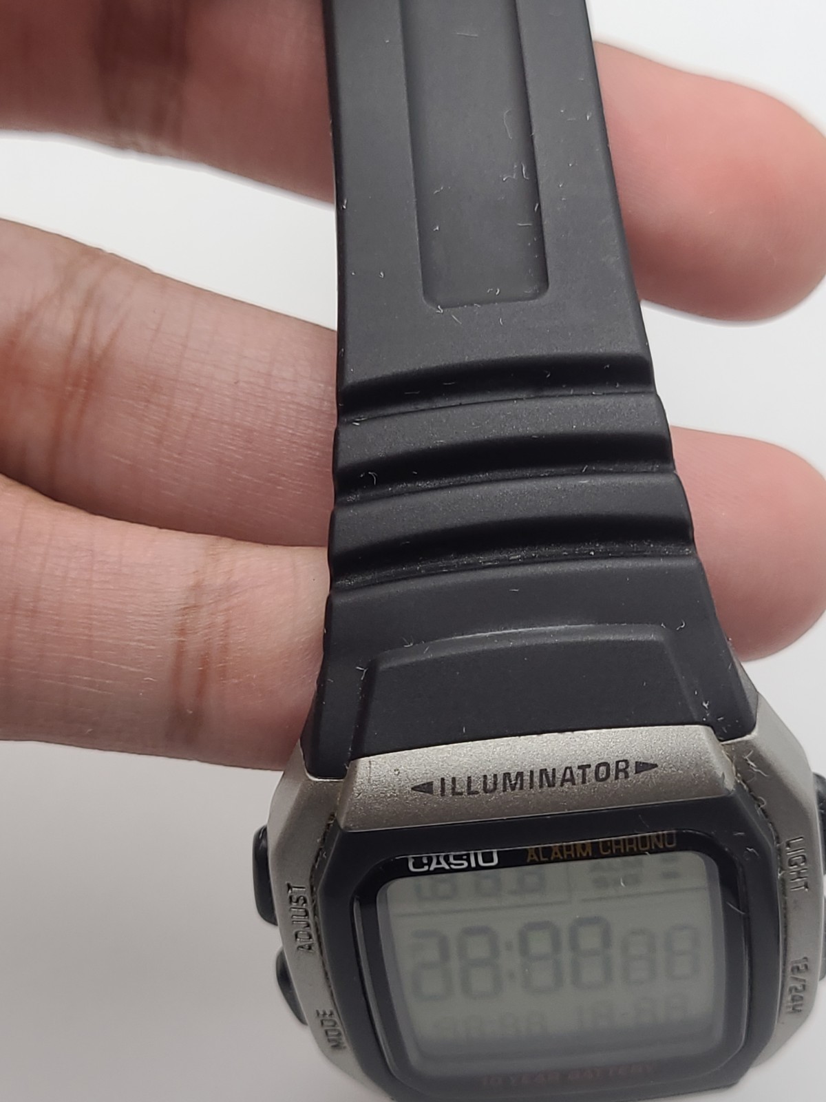 Casio Mens Watch Black Digital Alarm Chrono W-96H Illuminator Working