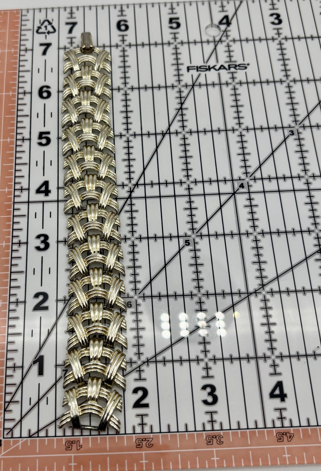 Vintage Coro Wide Linked Basket Weave Bracelet Gold-Tone Signed, Great Condition