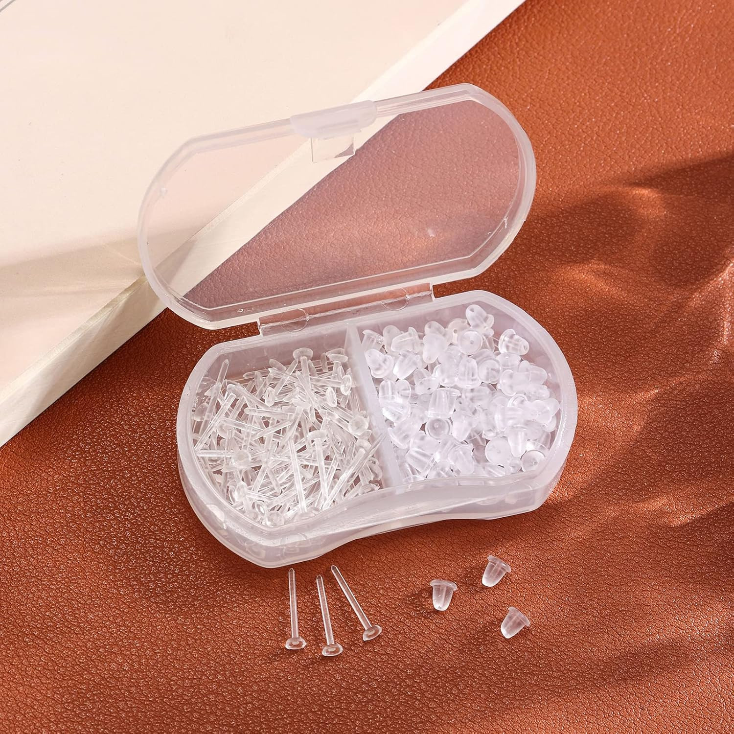Plastic Earrings Invisible Clear Post Studs for Sports Work Flat Silicone 200