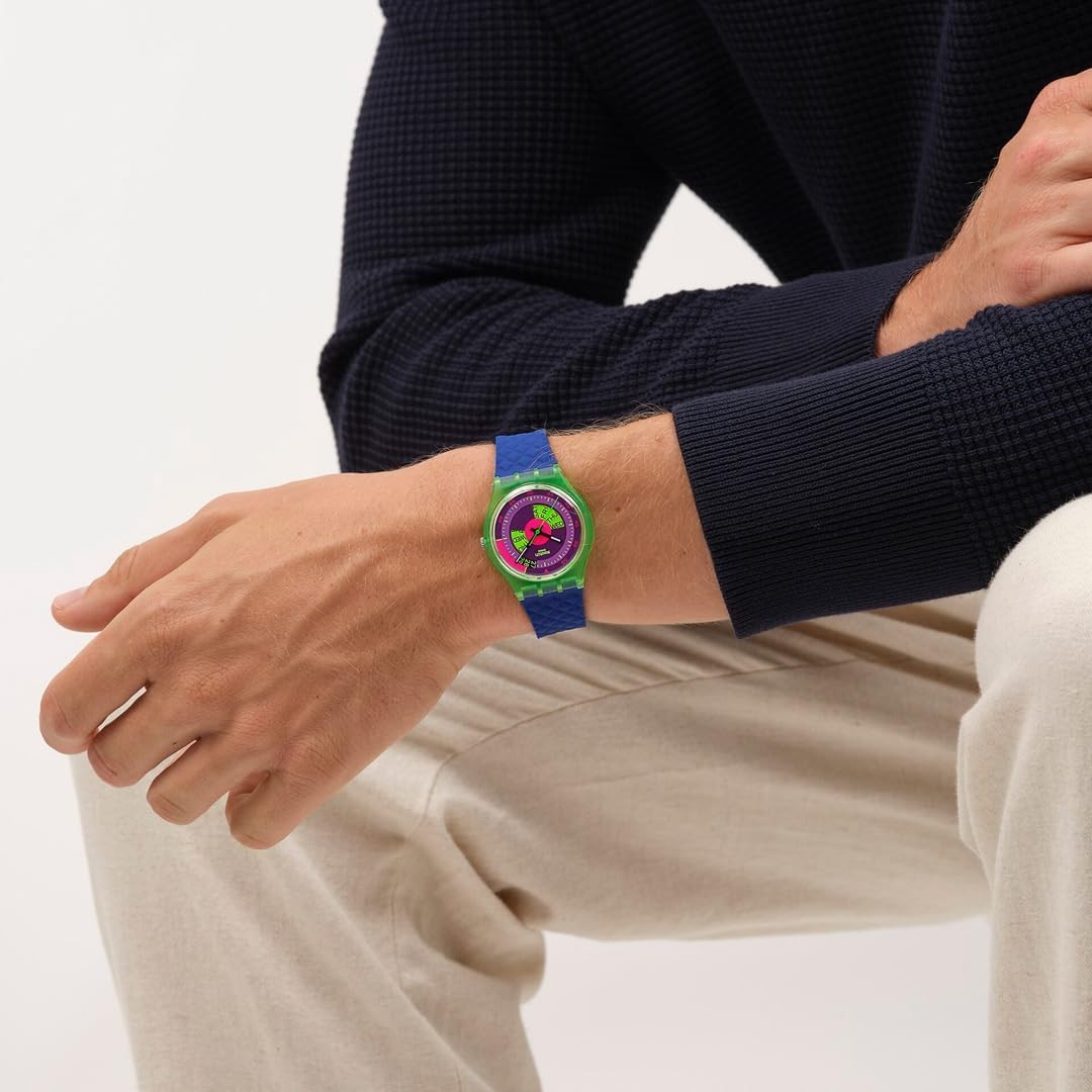 Swatch GENT BIOSOURCED SWATCH NEON SKYCHART Wristwatch SO28G704, Unisex, Blue