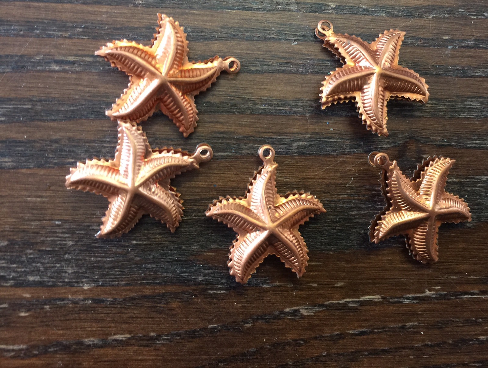 Vintage Copper Coated Steel Starfish 3D 2 Sided Whimsical Nautical Charm Lot