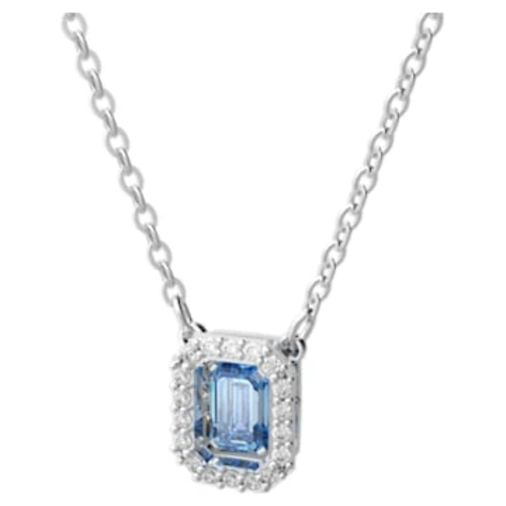 Millenia Necklace, Octagon Cut Swarovski Zirconia, Blue, Rhodium Plated