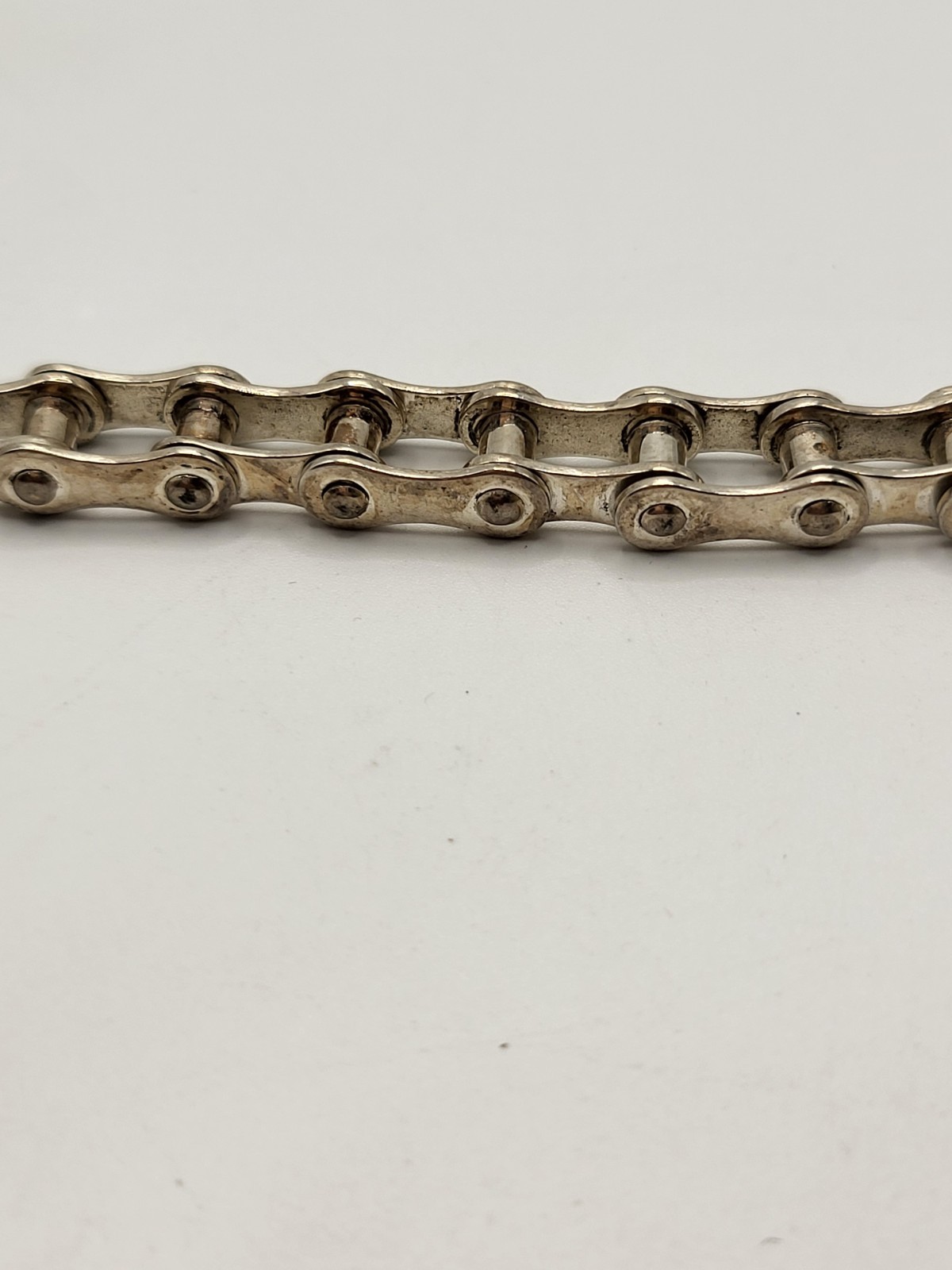 Men’s Signed PGDA 925 Sterling Silver Bike Chain Bracelet 8″