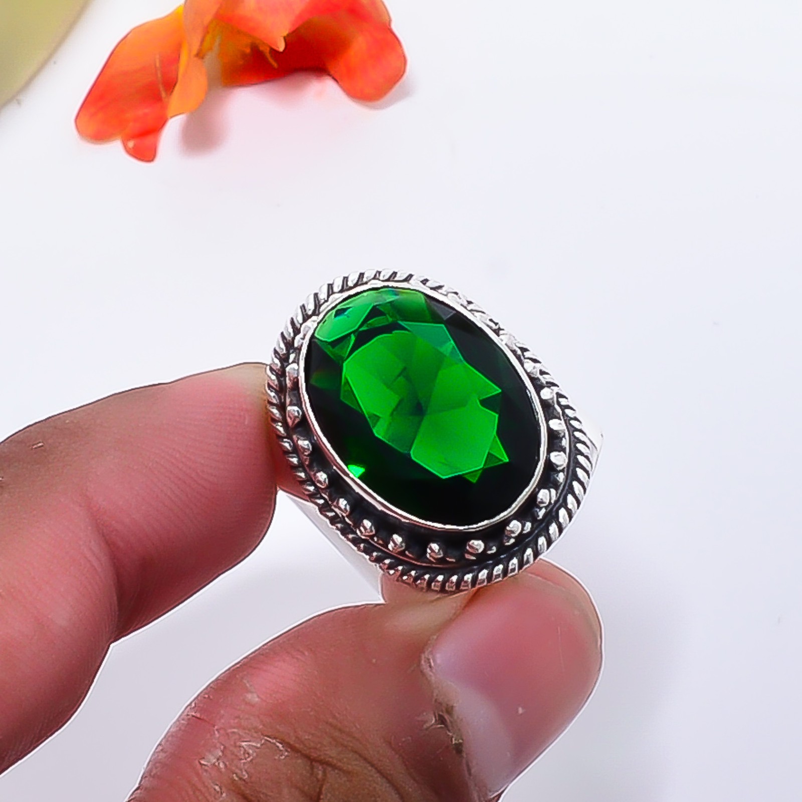 Chrome Diopside Sterling Silver, Handmade Elegant Anniversary Jewelry For Her