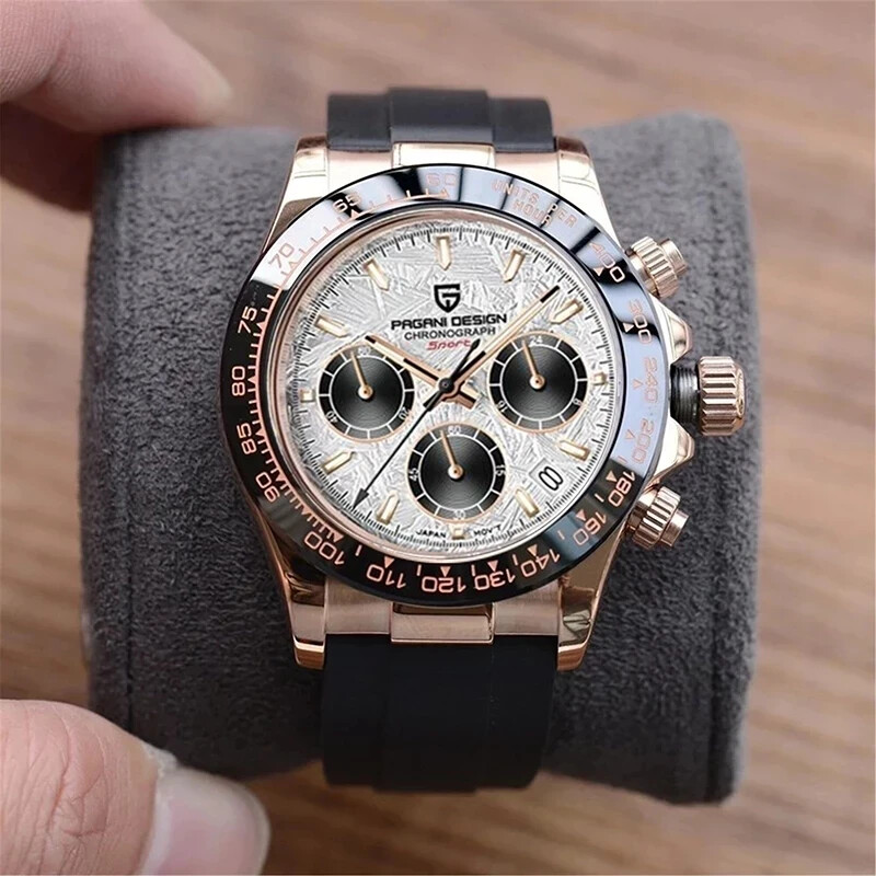 PAGANI DESIGN Men’s Quartz Watch Sapphire Retro Chronograph Stainless Steel New