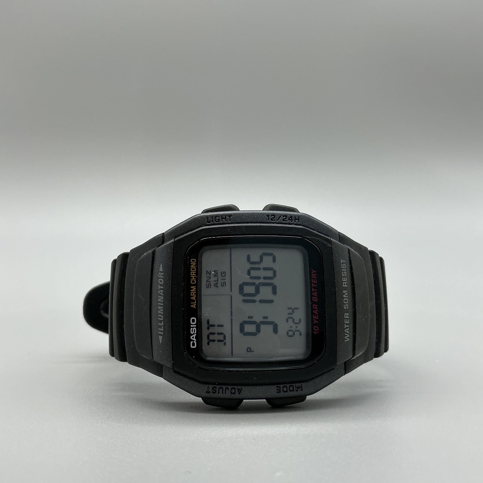 Casio W-96H Illuminator Mens Watch 36mm Digital Black Resin Alarm Day Date