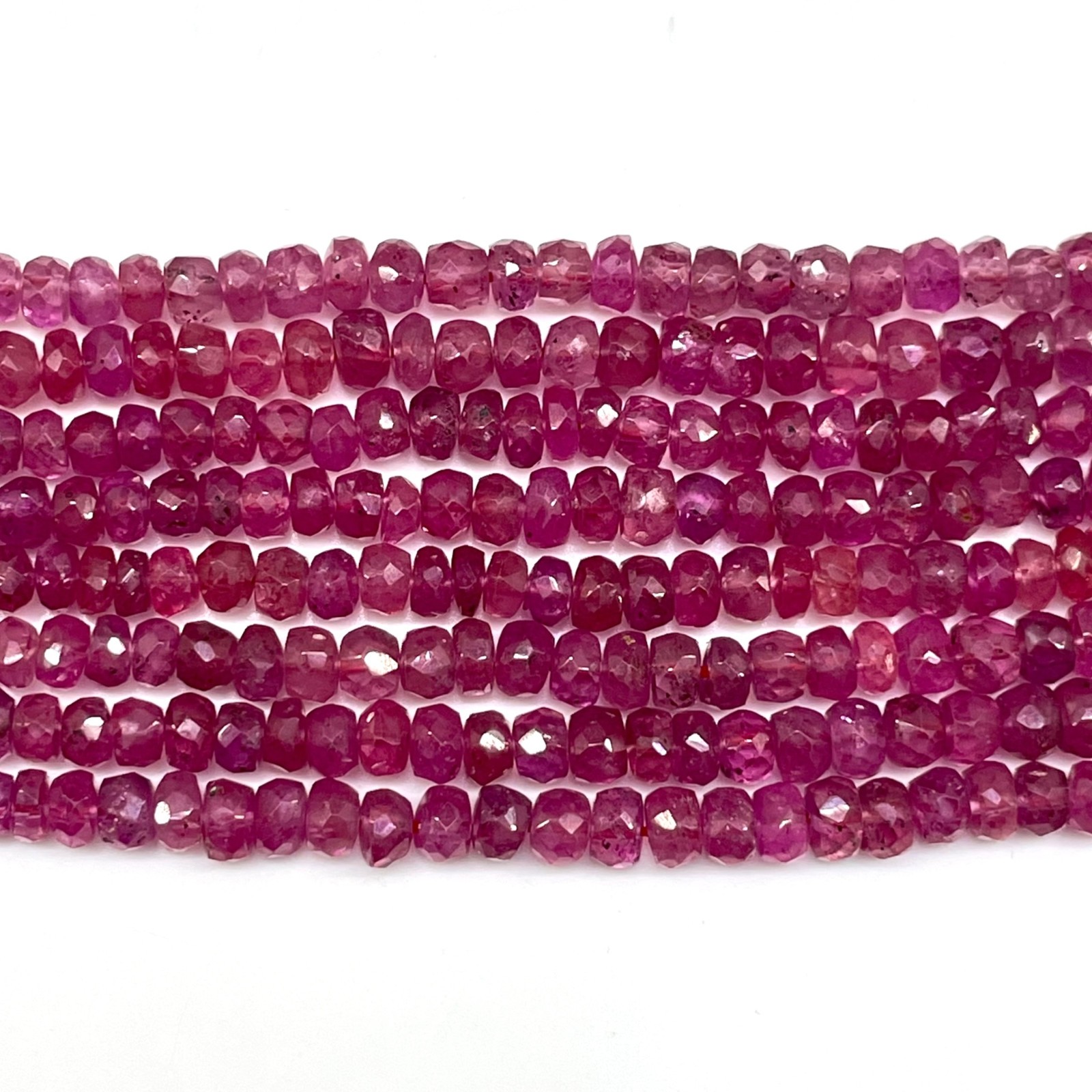18 Inch Natural Mozambique Ruby Necklace 3-4.5mm Faceted Beads 925 Silver Clasp