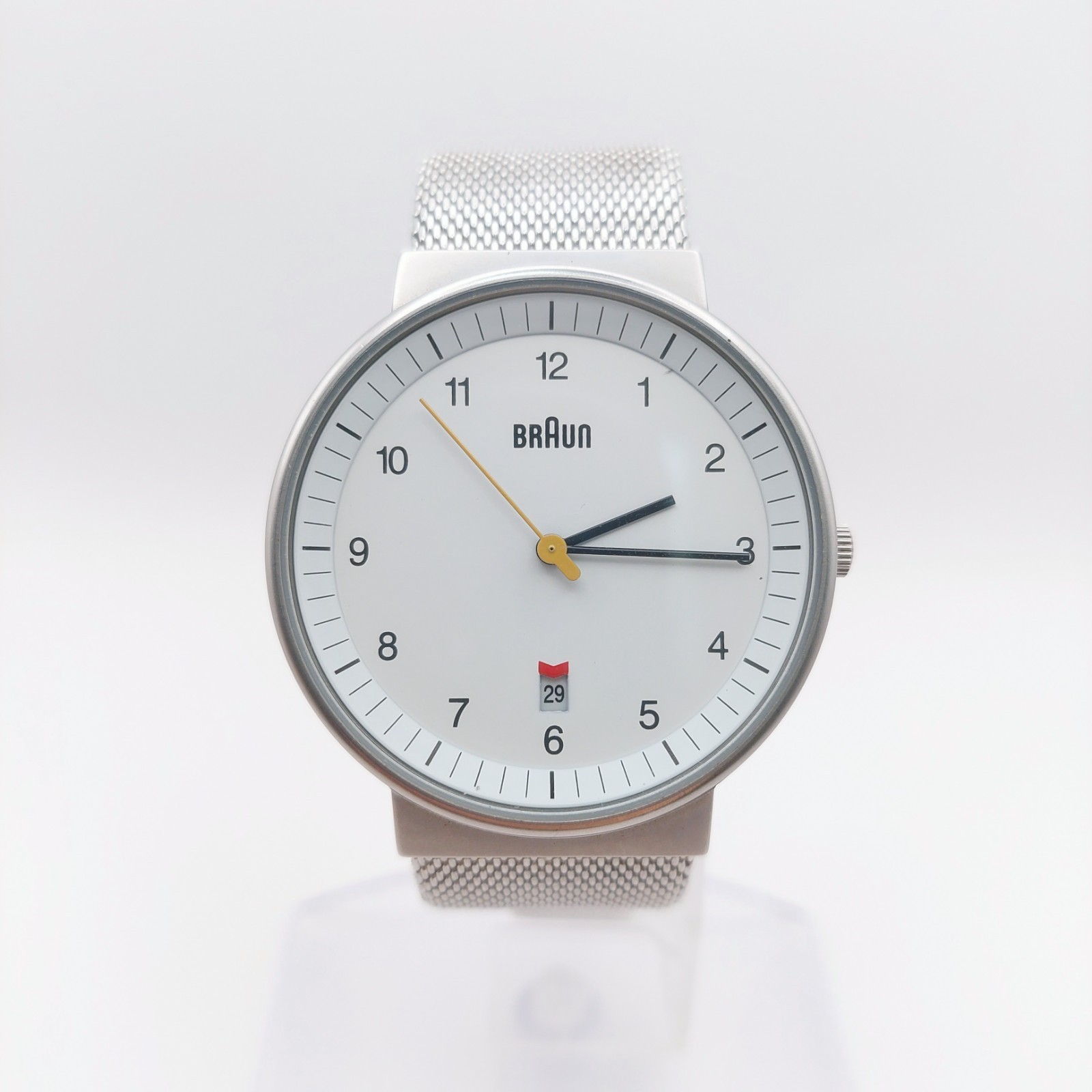 BRAUN BNH0032WHSLMHG White Dial Quartz Mesh Stainless Steel Watch Men In hand
