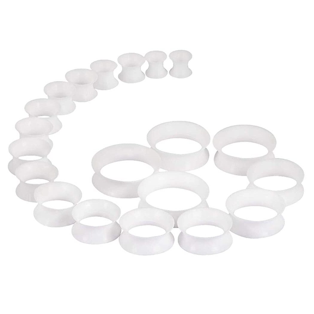 2PCS Ultra Thin Earskin Tunnel Silicone Ear Gauge Hollow Ear Plugs Body Piercing